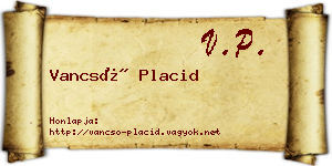 Vancsó Placid névjegykártya